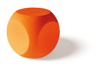 Foam pit dice, PU ORANGE skin coating 185x185x185mm
